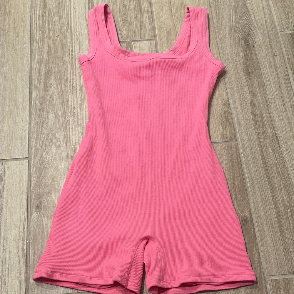 Rare Skims Sugar Pink Cotton Rib Scoop Neck Tank One Piece Sz L